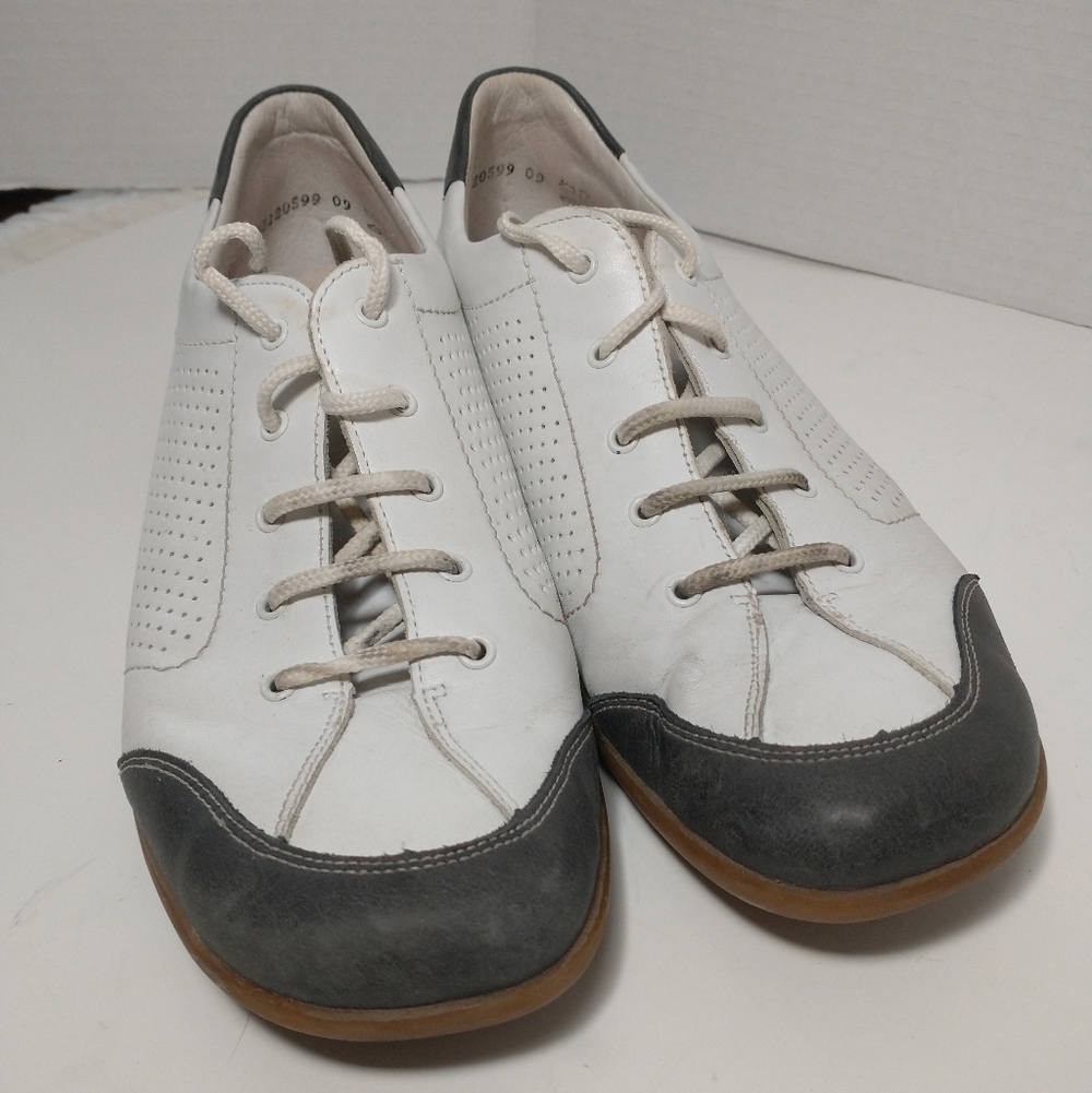Rieker Nikita White and Gray Casual Leather Sneakers, Euro 40, US Size 9 - Picture 2 of 14